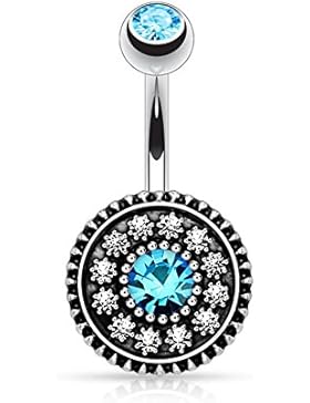 beyoutifulthings Bauch-nabelpiercing 1,6mm 10mm Nabel-piercing Edelstahl Chirurgenstahl Bananabell Vintage Zirkonia...