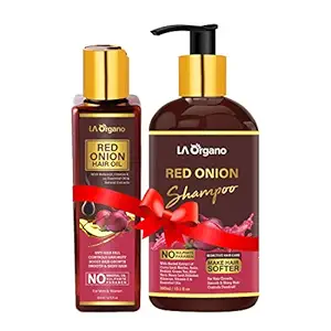 LA Organo Red Onion Hair Oil, 200ml & Red Onion Shampoo, 300ml For Complete Hair care Combo For Men & Women