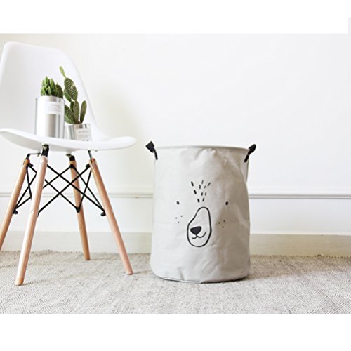 Inwagui Wäschekorb Wäschesammler Wäschesack Schmutzwäschebehälter Leine Kleideraufbewahrung Wäschebox 35*40cm-Grey