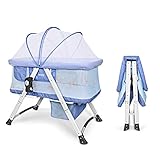 🌙 PLEGABLE Y COMPACTA - la cuna se puede plegar con el asa en segundos. Es fácil de transportar y se puede colocar en el maletero del coche. Peso: 9.4KGS.
