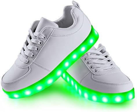 LEADFAS LED Shoes 7 Colors LED USB Rechargable Light Up Shoes of Unisex Men and Women For Thanksgiving Day Party Christmas Hallowen Gift LED Sneaker (7 UK/41 EU, WHITE)
