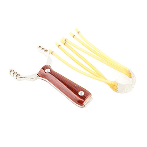 HONGCI High Quality Red Wood Alloy Outdoor Hunting Catapult Toys (included: Red Wood Alloy Hunting Slingshot + Rubber Bands)