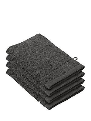 De Witte Lietaer 194690 Stephanie Lot de 4 Gants de Toilette Coton Gris Foncé 540 g/m² 15 x 22 x 1 cm