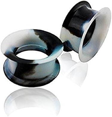 Silicone Rubber Black And White Ear Tunnel Stretch Plug Sizes 4mm-25mm Sold Individually (8mm)