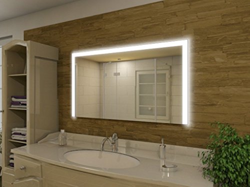 Badspiegel mit Beleuchtung Seattle M91L3: Design Spiegel für Badezimmer, beleuchtet mit LED-Licht, modern – Kosmetik-Spiegel Toiletten-Spiegel Bad Spiegel Wand-Spiegel - 6