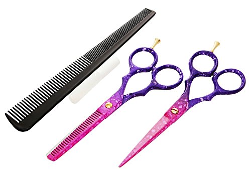 CANDURE® - 5,5" Rechtshänder - friseurscheren - Haarschneideschere - Friseurschere set - Giftset Friseur-und Haar Effilierschere Friseur Salon Scheren + Schere Pouch rosa Schnee Set