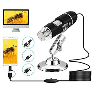 Microware 1000x 8 LED USB Digital Microscope Endoscope Magnifier Camera + Adjustable Stand (3 in 1 USB Digital Microscope)
