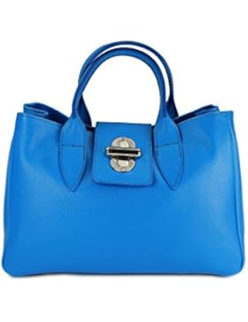 BELLI® top klassische Echt Leder Henkeltasche Handtasche royal blau - 36x25x18 cm (B x H x T)