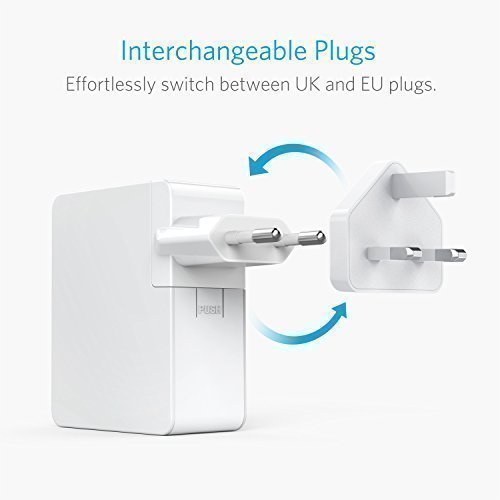 Anker PowerPort Lite 27W 4-Port USB Ladegerät mit Austauschbarem UK und EU Reiseadapter und Power IQ für iPhone 7 / 6s / 6 /5s/ SE, iPad Air 2 / mini 3, Galaxy S7 / S6 Edge und Weitere (Weiß) - 3