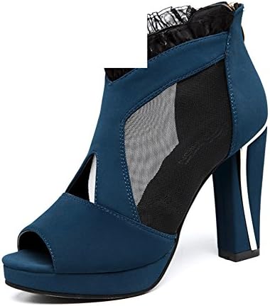 Woman with fish mouth shoes,high heel sandals,hundred nets shoes,kitten heels-B Foot length=24.3CM(9.6Inch)