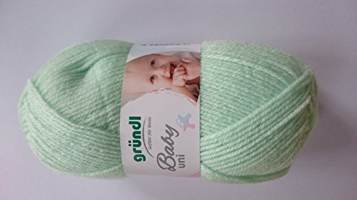 Babywolle Gründl Baby uni Fb. 04 mint, weiche pflegeleichte Wolle zum Stricken & Häkeln für Babykleidung