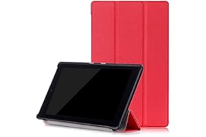 LOBWERK WiTa-Store Protection Housse pour Amazon Fire HD8 (2016/2017/2018) 8.0 Pouce Smart Slim Case Book Cover Stand Flip HD 8 (Rouge) Neuf
