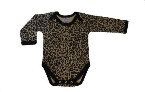 BabywearUK Leopard print Envelope neck LONG sleeved body vest - 12/18months (British made)