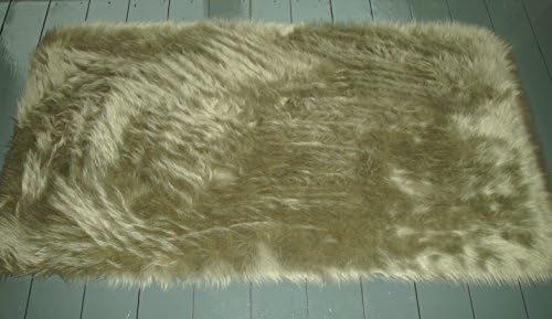 Silver grey luxury long pile faux fur rug 130cm x 70cm