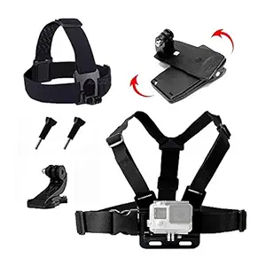 Action Pro Chest Belt Head Belt 360 Clamp Mount J Hook Buckle with 2 Screw Compatible with GoPro Hero 9 8 7 6 5 4 3+ 3 SJCAM Yi 4K Eken and Other Action Cameras