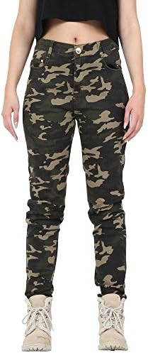 Army Camouflage Fitted Slim Leg Stretch Trousers - Dark Green (16)