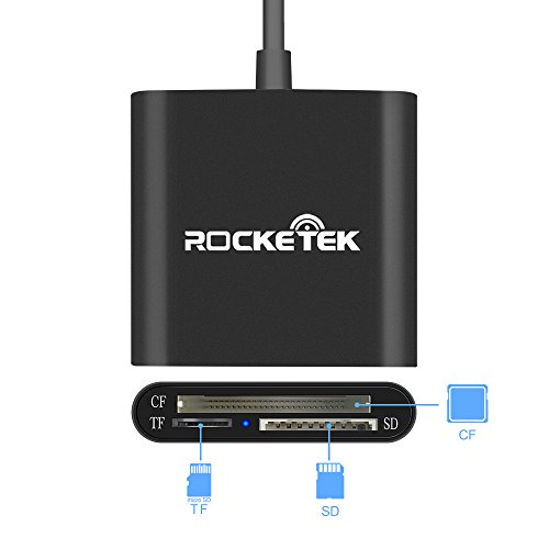 Rocketek USB 3.0 Aluminium Kartenleser Adapter – Schreiben und Lesen mit 3 Steckplätzen für SD / Micro SD / CF / TF und mehr Speicherkarten - 2
