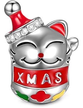 NinaQueen - Weihnachtskatze -Damen Charms Anhänger 925 Sterling Silber