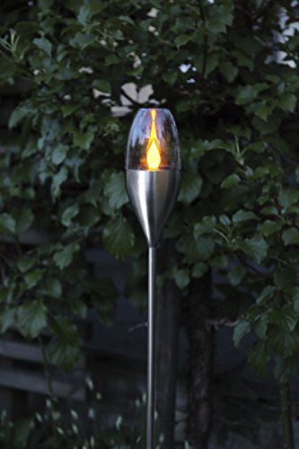 LED-Solar-Fackel, Edelstahl, ca.110 cm x 9 cm 1 amber LED, mit Solarpanel, incl. Akku, Outdoor - 2