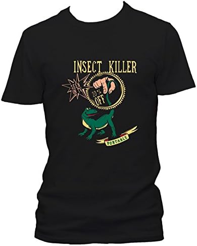 Raxxpurl Comic T-Shirt Insect Killer Lizard Skull for Party, Bikers, Emo, Punk