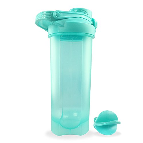 Blenderbottle, Sportflasche Trinkflasche mit Blenderball, Knopf-Design Klippverschluss & Schraubverschluss zur Dicht, Mixer für Sport, Büro und Alltag, 700ml/24oz - 2