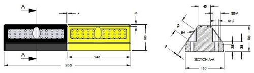 Einzel Gummi Parkplatzbegrenzung für Parkplätze und Garagen 50x16x8cm - 2