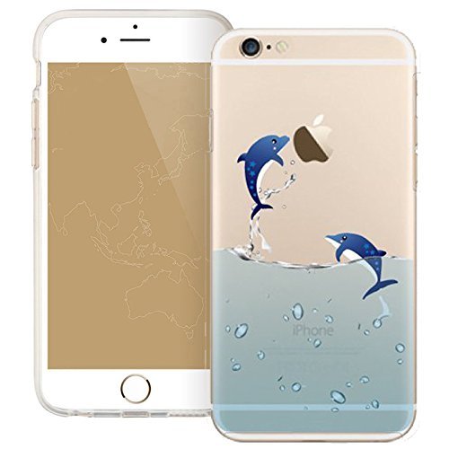 iPhone 6S Case, iPhone 6 Clear Cover, UCMDA Ultra Thin Soft TPU Gel Case [Transparent] Flexible Rubber Back Cover with Cute Dolphin Pattern for iPhone 6S/6
