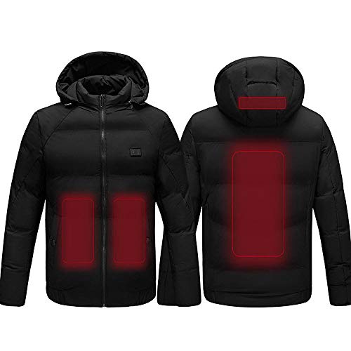 HotWinter Ropa de Abrigo eléctrica para Hombres - Chaqueta térmica de Carga USB, Lavable, Chaleco de plumón para el Invierno al Aire Libre Viajes Camping Bicicleta esquí Black-XXL