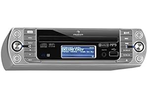 AUNA KR-500 CD - Radio de Cuisine WiFi, Lecteur CD, Port USB, Spotify Connect, Télécommande, Appli UNDOK, Radio Internet, Fonction multiroom, Ecran LCD, Fonction Cuisson - Argent