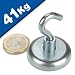 Produktbild Magnethaken Magnete mit Haken Ø 36 mm Neodym (NdFeB) Zink - Haftkraft 41 kg - Hakenmagnet - starke Supermagnete mit extremer Haftkraft für Kühlschrank Magnet Glasboard Magnettafel Pinnwand Whiteboard
