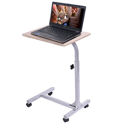 Goplus Laptoptisch höhenverstellbar Rolltisch Betttisch Notebooktisch Beistelltisch Pflege mit Bremsen