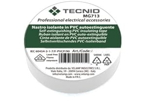 TECNID PVC Insulation Tape 0.13mm Thickness 15mm x 10m white VDE Certified Waterproof Heat Resistant Self Adhesive Perfect for repairing bonding electrical work