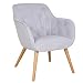 Produktbild WOLTU SKS06hgr Relaxsessel Ohrensessel Design Sessel Polstersessel Fernsehsessel mit Armlehne, Dicke Polsterung aus Samt, Massivholz, Hellgrau