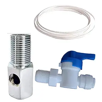 AquaDart RO Steel Inlet Ball Valve Set of ? Inch with Plastic Connector for Connection with Raw Water Tap Suitable for All Types of RO UV UF Water Purifiers.