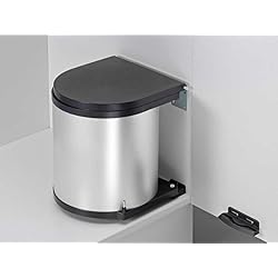 Wesco Poubelle de cuisine ronde orientable à fixer sur porte de placard Argenté 40 cm 15 l