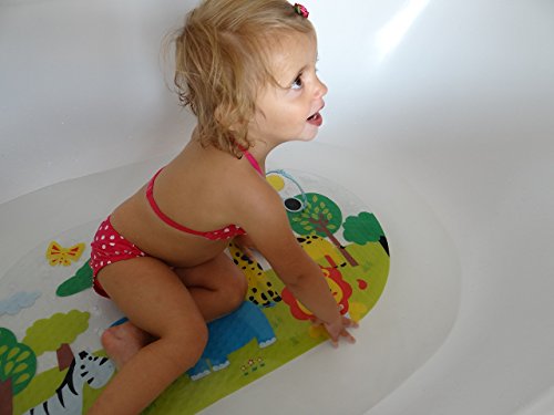 Salinka Rutschfeste Badematte Dschungel – FREI von Phatalaten und Blei – Rutschfeste Matte für Badewanne und Dusche – aus strapazierfähigem mehltau- und schimmelresistentem PVC – viele starke Saugnäpfe – praktische Tasche für einfachen Transport – kostenloses E-Book - 8