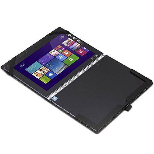 MoKo Lenovo YOGA Book Hülle – PU Leder Tasche Ständer Schale Folio Smart Case Cover mit Stift-Schleife/Standfunktion für Lenovo YOGA Book YB1-X90F, YB1-X91F 10.1 Zoll 2-in-1 Tablet/Laptop, Schwarz - 3