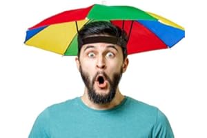 REQAG Umbrella Hat, Multi-colored, 85 cm Canopy, Universal Adult Size, Foldable, Rain & Sun Protection