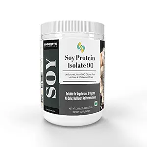 Sharrets Isolated Soy Protein Powder Unflavored 200g, 90% - Vegan Plant Gluten Free Protein Powder for Men Women Elderly Beginners Gym Workout Boys Girls Muscle Building Athletes, Halal Certified