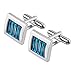 Produktbild Cufflinks Manschettenknöpfe blau silber Quadrat für Herren Hemd