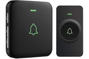 AVANTEK Wireless Doorbell, 1000ft Long Range Door Bells, Mini IP55 Waterproof with 1 Plug-in Receiver, Cordless Doorbell with 5 Levels Volume, 52 Melodies, LED Flash, CB-11 (CR2032 Battery Included)
