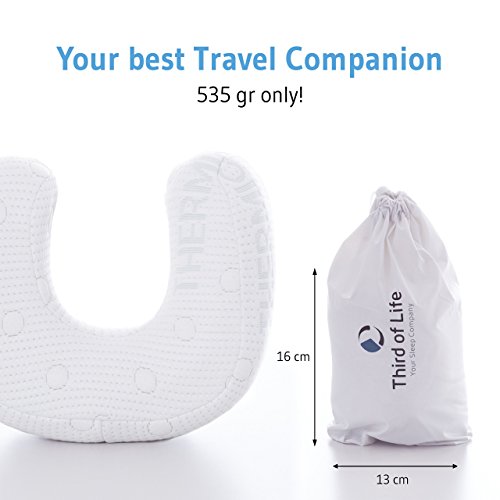 Nackenhörnchen ANDAR | Orthopädisches & ergonomisches Reisekissen | Viscoelastischer Schaum | Thermoregulierender Bezug | Kopfkissen/Nackenkissen für Reisen im Auto, Flugzeug, Zug | 30x26x13/10 cm - 5