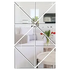 WallDaddy Present Big Size Mirror Finish Acrylic Sticker(Made by Plastic) Pack of 12 Triangles for Decoration Purpose for Bedroom, Drawing Room, Kids Room, Walls, Door, Furniture etc