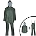 Produktbild Festnight 2-tlg. Regenanzug Regenkombi mit Kapuze 1 Regenjacke + 1 Regenlatzhose Wasserdicht Regenbekleidung Hochbelastbar Grün L