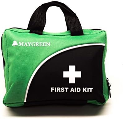First aid kit by MayGreen — comprehensive 105 piece first aid kit bag for home, work, car or travel. Comes in Red or Green and is also a great gift. (Green)