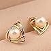 EQLEF® 2 Pairs of Fashion Women Triangle Gold Plated White Pearl Earring
