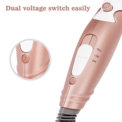 BESTOPE Ionen-Haartrockner klappbarer Reiseföhn mit Diffusor 220V Spannung – 1800W, rose gold-weiß - 4