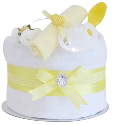 Signature Yellow Single Tier Unisex Nappy Cake / Baby Hamper / Baby Shower Gift Ideas / Maternity Leave / New Baby Gift / FAST DISPATCH