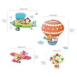 Decowall DAT-1406B1506B Tiere Heißluftballons & Doppeldecker-Flugzeuge Wandsticker Wandaufkleber Wandtattoo Kinderzimmer - 3