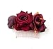 Price comparison product image Burgundy Wine Deep Red Purple Rose Flower Hair Comb Fascinator Bridesmaid 5144